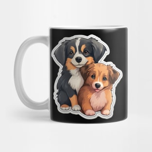 Adorable Illustrated Pair of Cuddly Puppies Mug